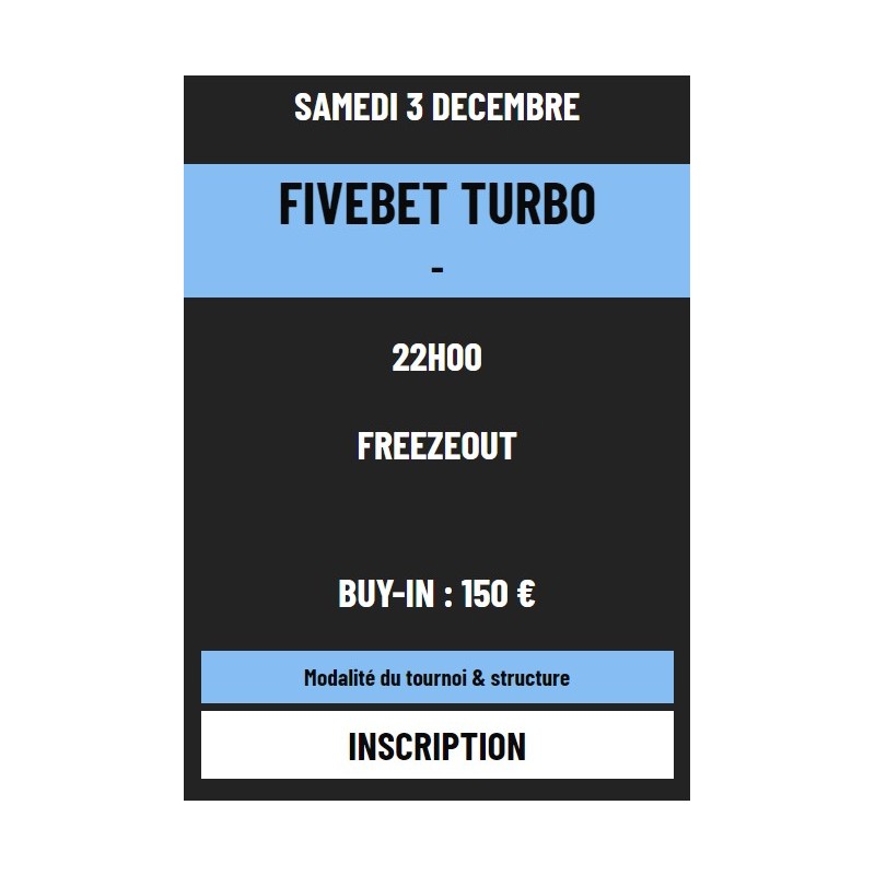 Tournoi de poker Fivebet turbo