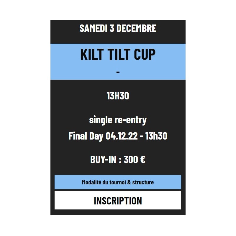 Tournoi de poker Kilt Tilt Cup